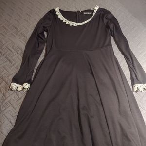 Black and white lace mini dress